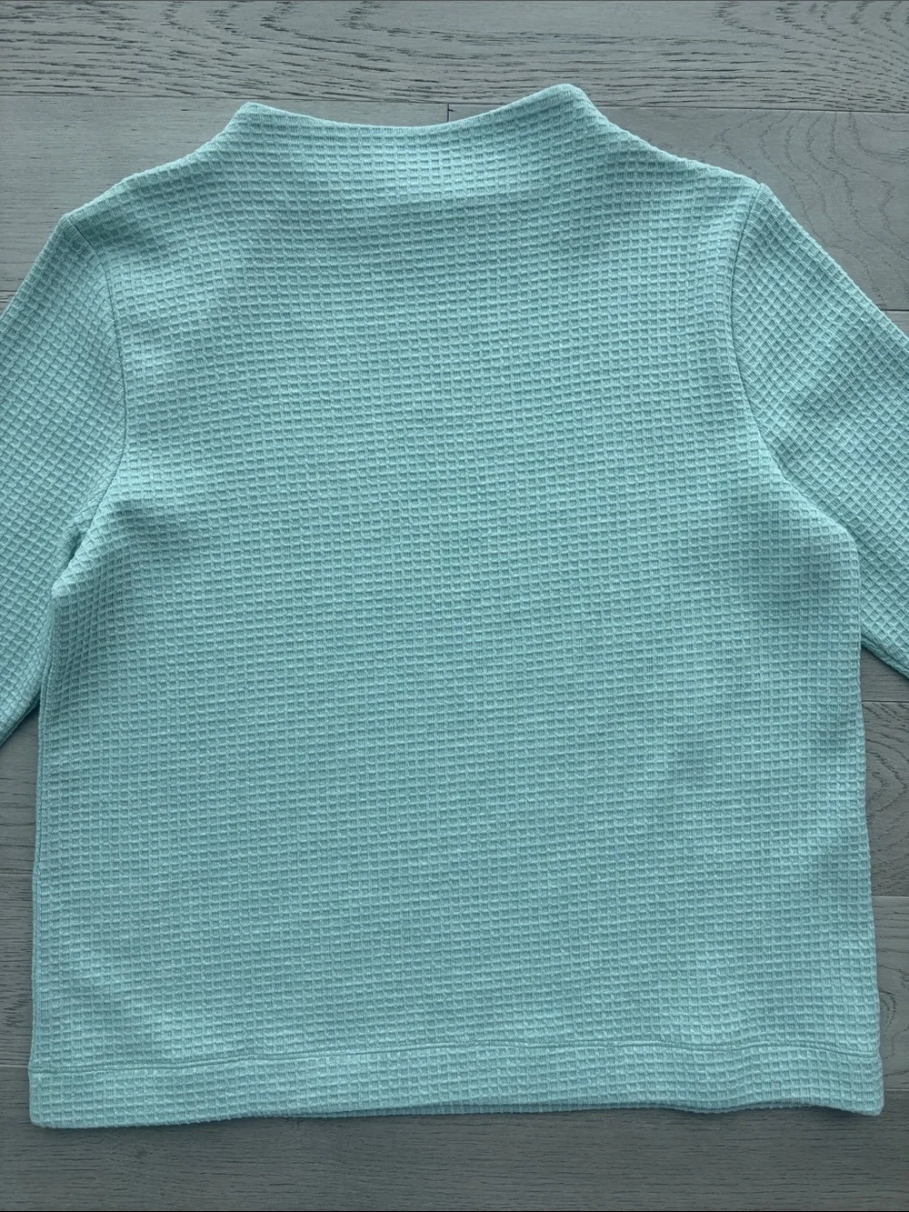 Talbots Zip Detail Funnel Neck Pullover Waffle Light Green Sweater Medium - Picture 5 of 7